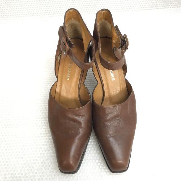 RALPH LAUREN leather ankle strap sandals high heels brown 22.5-23.5(USED)