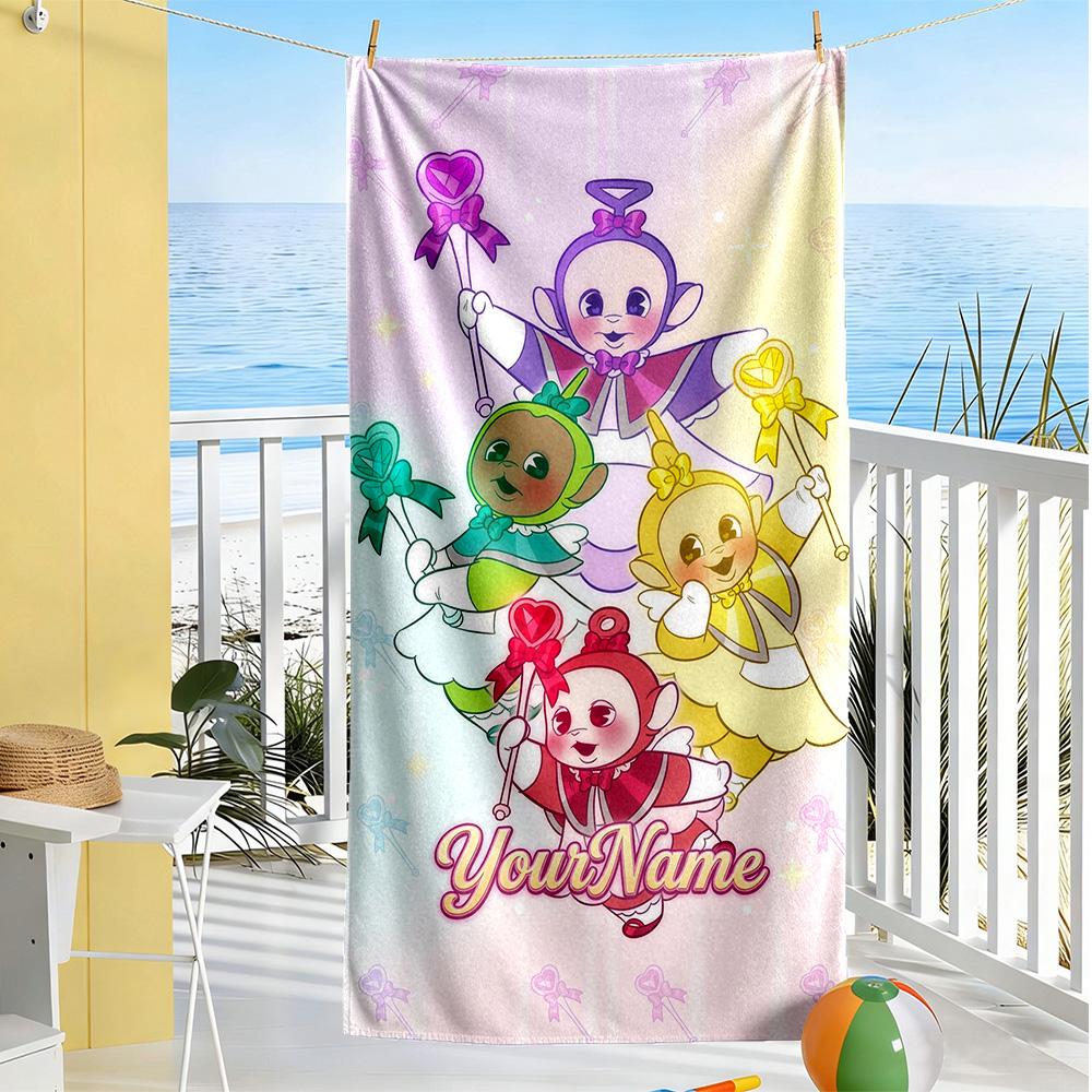 Teletubbies Customize Text Beach Towel Super Soft Microfiber Quickdry Fabric Suitable for Sports Travel Swimming Yoga Bathroom Beach And Pool