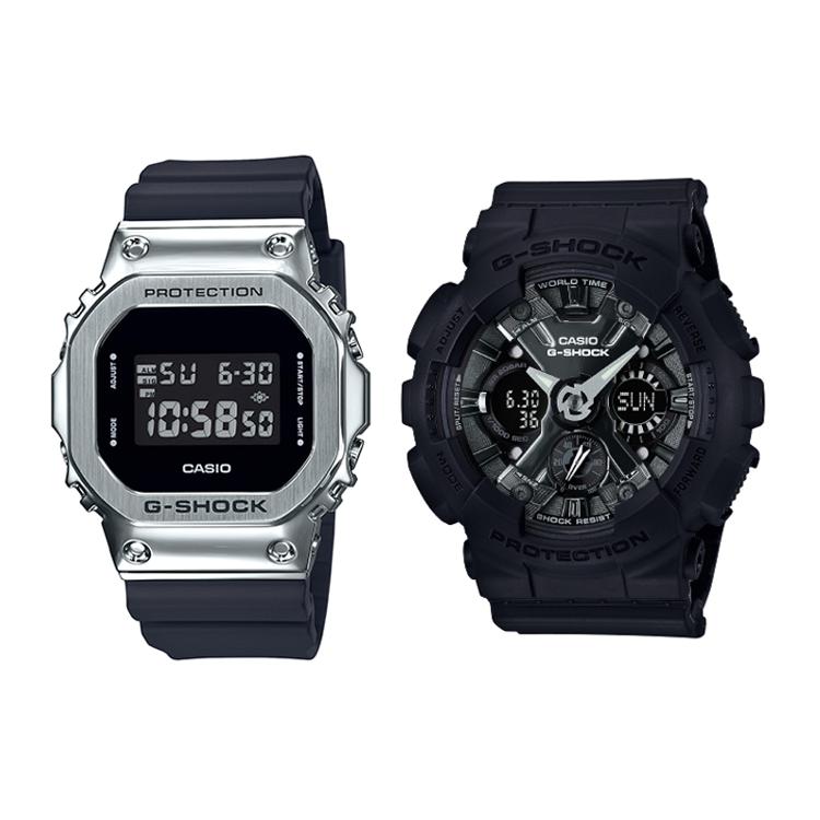 CASIO Unisex Pair Table Series Black Watch GM-5600-1+GMA-S120MF-1AER