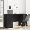 Desk with Shelf Black Oak Effect 140 X 49 X 76 Cm