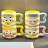 Cute cartoon ceramic mouthwash cup Household brushing cup Couple tooth tank Toothbrush Children's washing cup High-value dental utensils