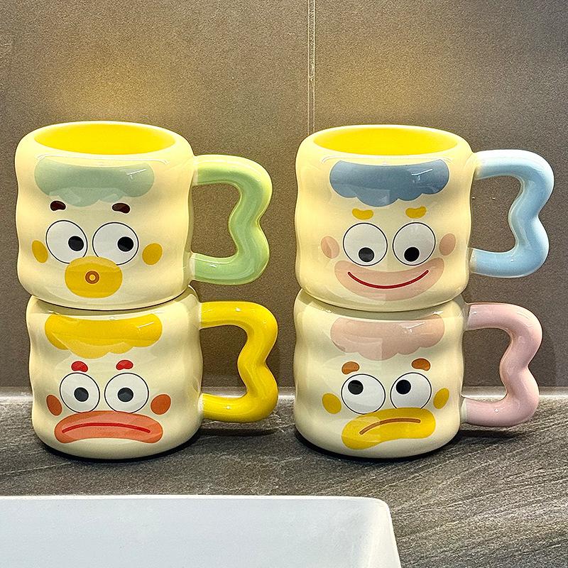 Cute Cartoon Ceramic Mouthwash Cup Household Brushing Cup Couple Tooth Tank Toothbrush Children's Washing Cup High-value Dental Utensils