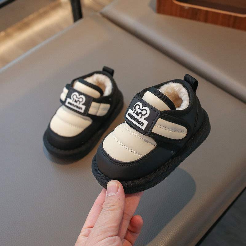 

Winter velvet snow boots boy baby non-slip nine months-4 years old girl infant soft bottom cartoon simple classmate inner length 12.0cm 17 yards (inner length 12.0cm)