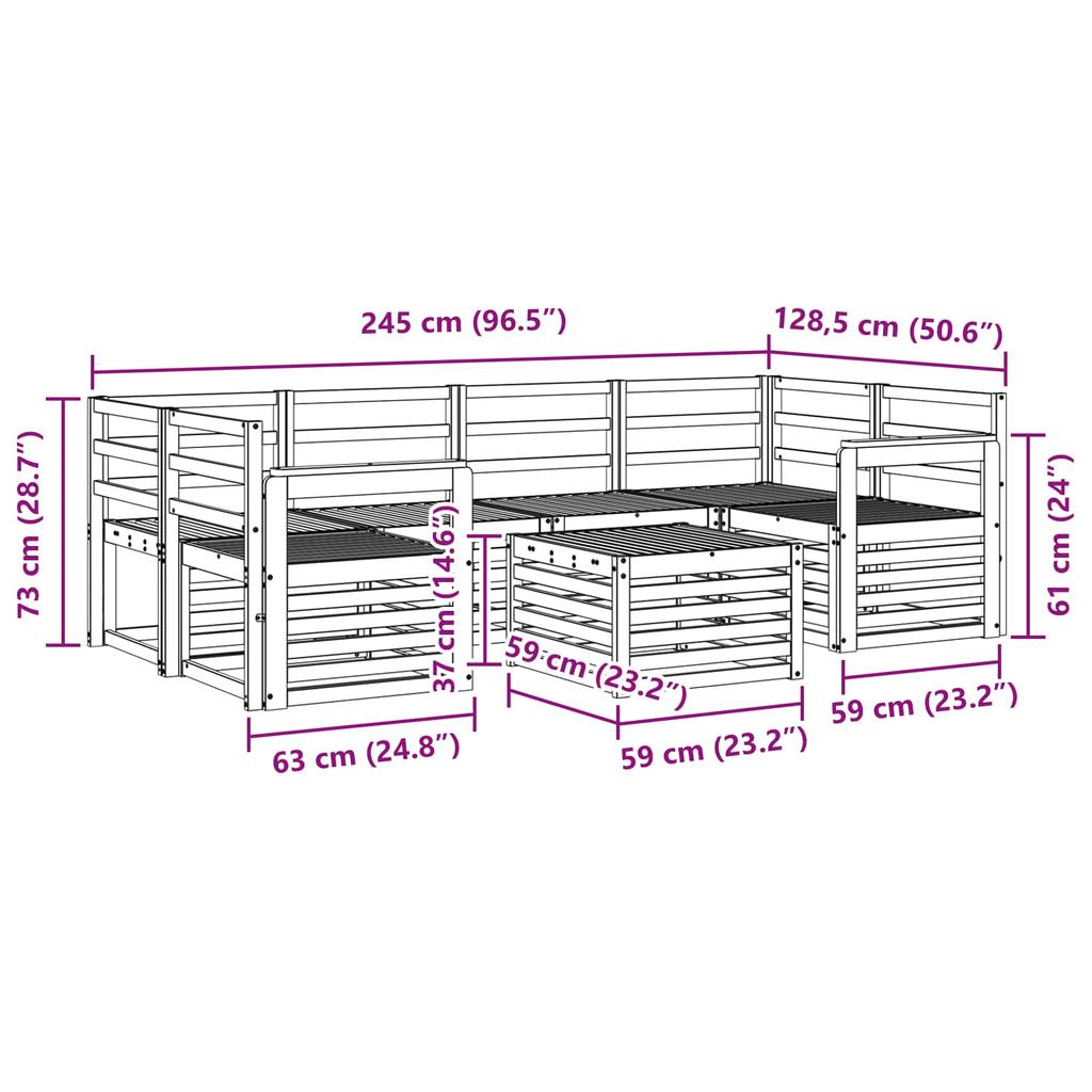 Outdoor Sofa Set 7 Pcs Natural Solid Acacia Wood
