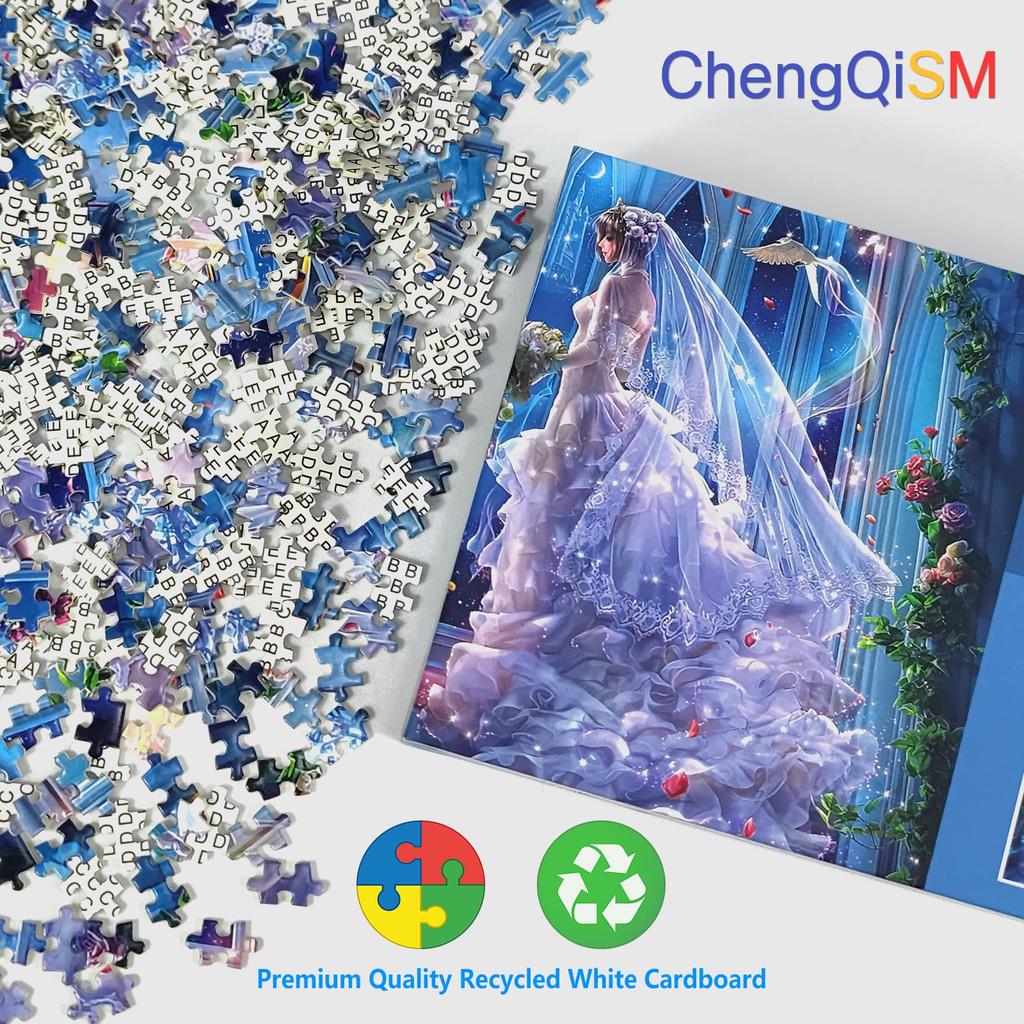 (26x38cm) CHengQiSM 1000-Piece Jigsaw Puzzle, Micro Piece, Bride Puzzle, 1000 Pieces, Painting, Stylish, Interior Decor, Gift