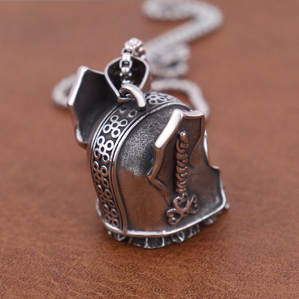 316L Steel Viking Bell Necklace for Men - Odin Guardian Pendant, Norse Biker Jewelry Gift, Gothic Motorcycle Amulet Accessories