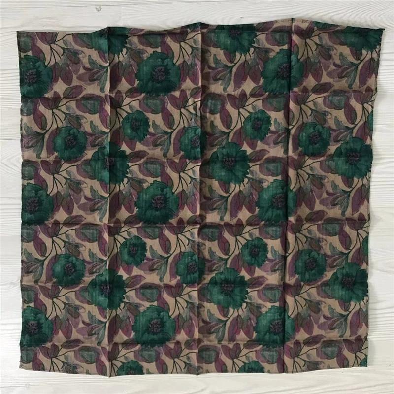 55x55cm Soft Retro Soft Cotton Square Scarf for Women Neckerchief Cotton Headscarf Floral Printed Scarf Hijabs
