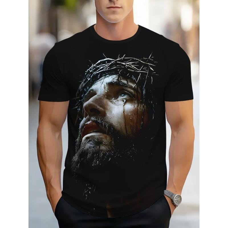 Vintage Jesus Graphic T Shirts Fashion T-Shirt Casual Short Sleeve Tops Christ Jesus T Shirt Man Crew Neck Pullover Men T-Shirt