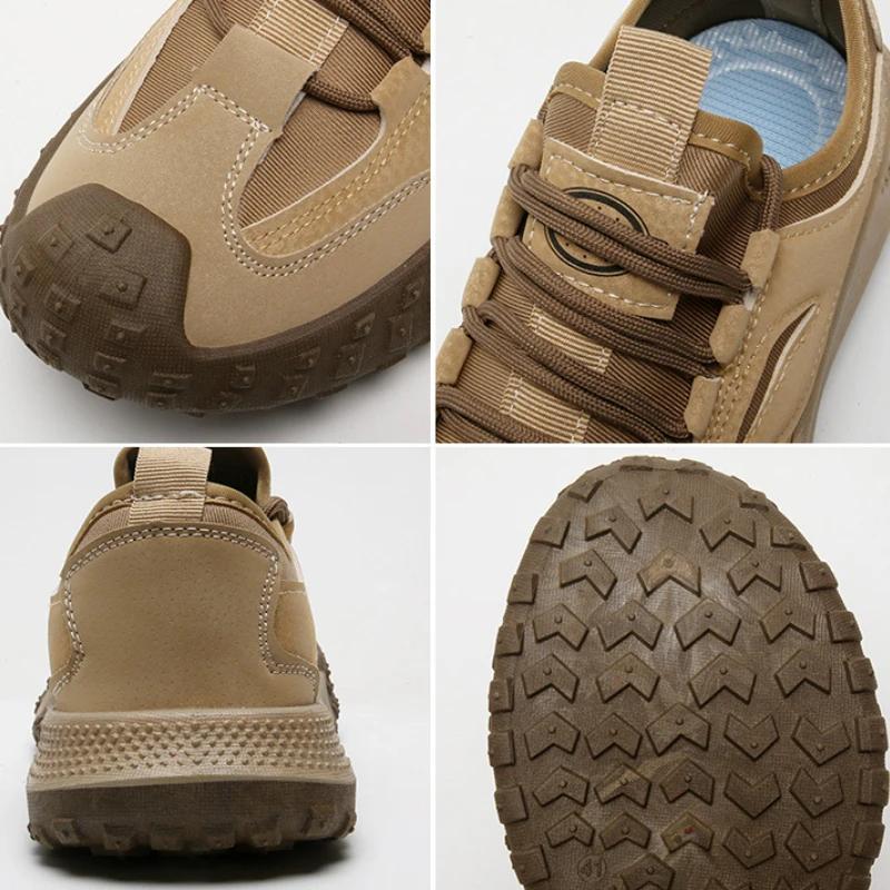 Outdoor Men Hiking Shoes Anti-slip Platform Men Sneakers Retro Leather Jogging Shoes Fashion Wear-resistant Trekking Shoes Male