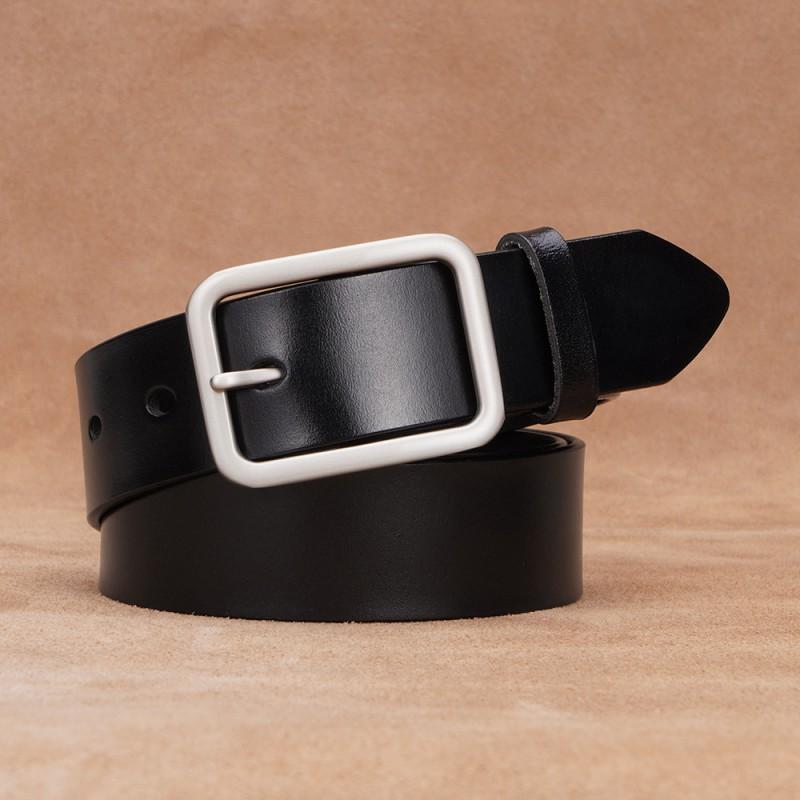 Womens Genuine Leather Belt With Pin Buckle Wide Slim Fit Jeans Casual Office Style Black Coffee Brown