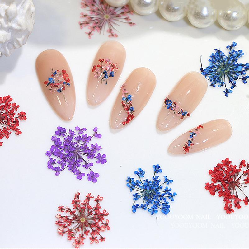 Flower Nail Art Decoration Real Mini Dried Blossom Natural Floral Stickers Nail Charms Diy Manicure Nails Accessories Home Salon