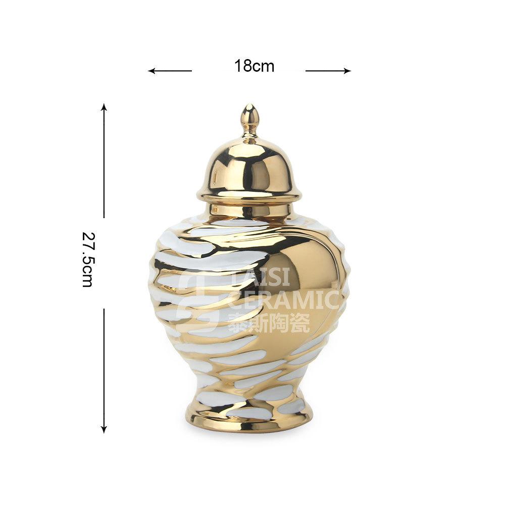 

Nordic Golden Ceramic Soft Decoration General Jar Crafts Entrance Electroplating Vase Decorative Ornament