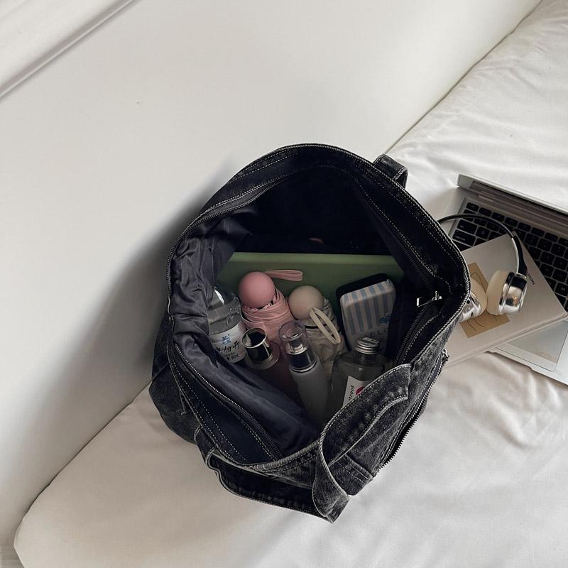 Vintage Denim Toteväska Ficka Pendlarväska