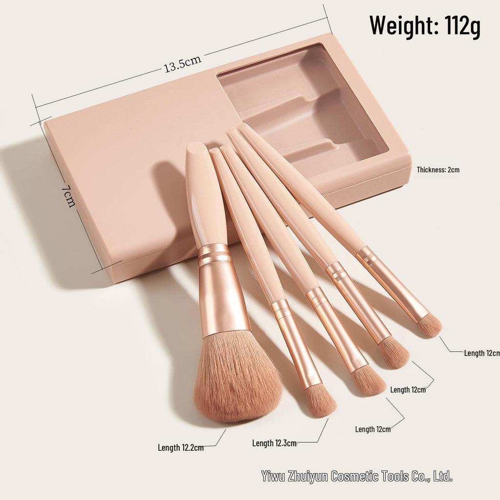 Morandi 5-Piece Eye Makeup Brush Set with Window and Mirror – Soft, Portable & Affordable.