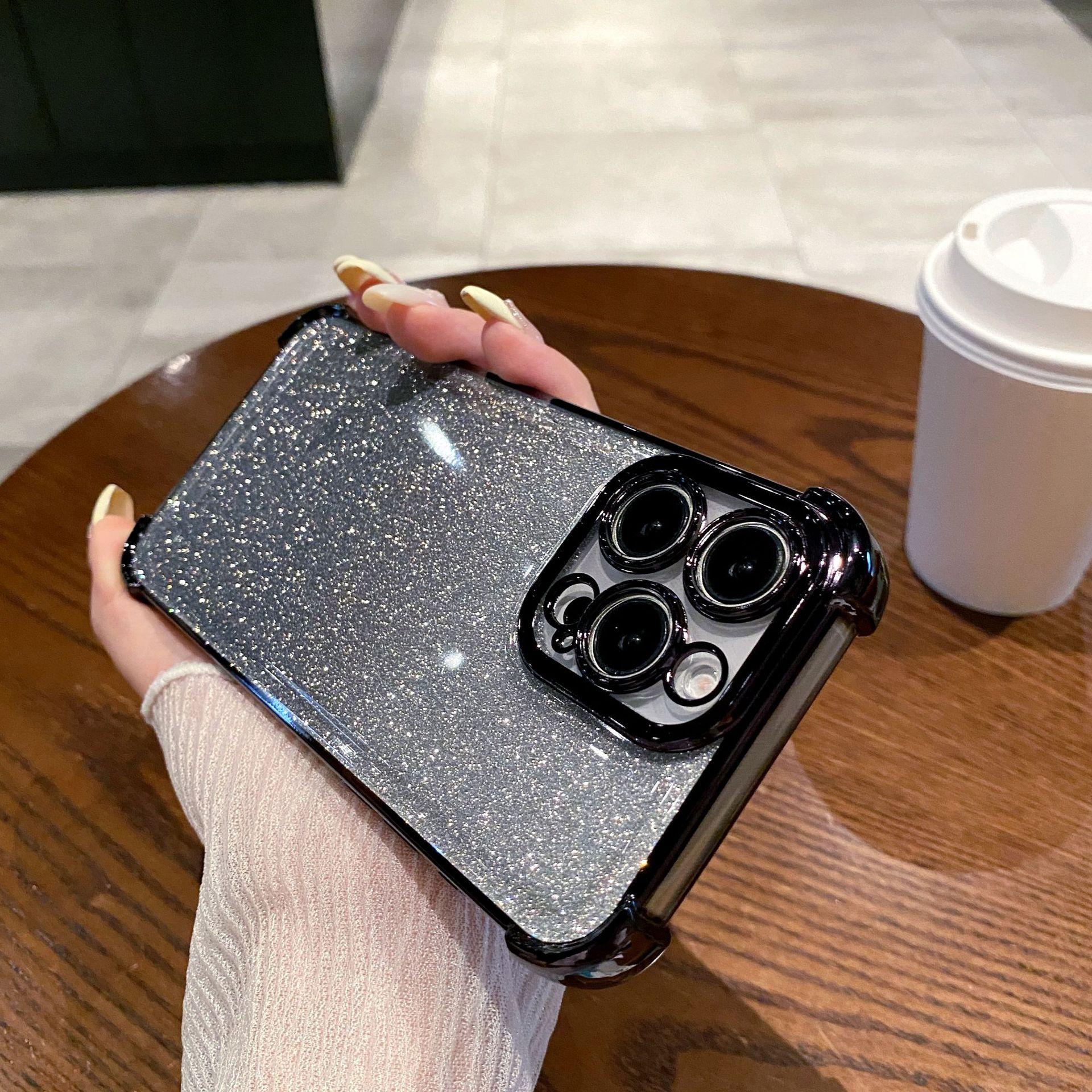 

Flash Powder Anti fall Plating Suitable for IPhone15Pro Mobile Phone Case 14 Four Corner Plating 13 Simple Protective Case 16 iphone16PROMAX