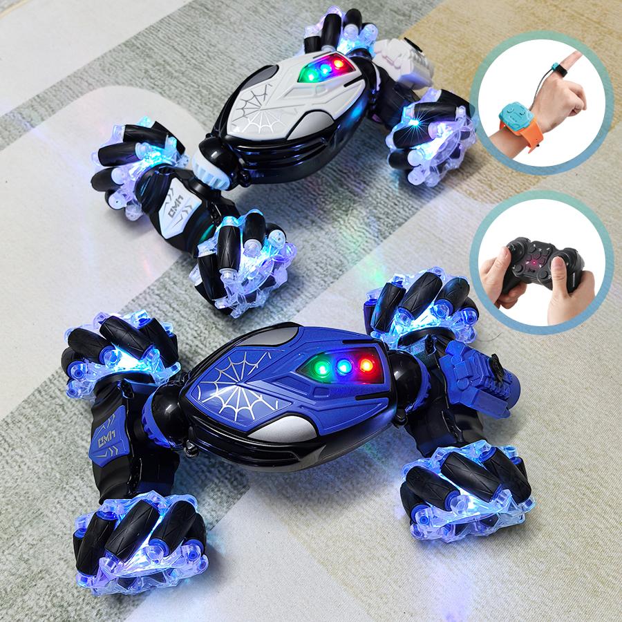 Spray twist 2.4G remote control stunt car Cool gesture induction 13 way control Sound light drift tail flick children's toy car