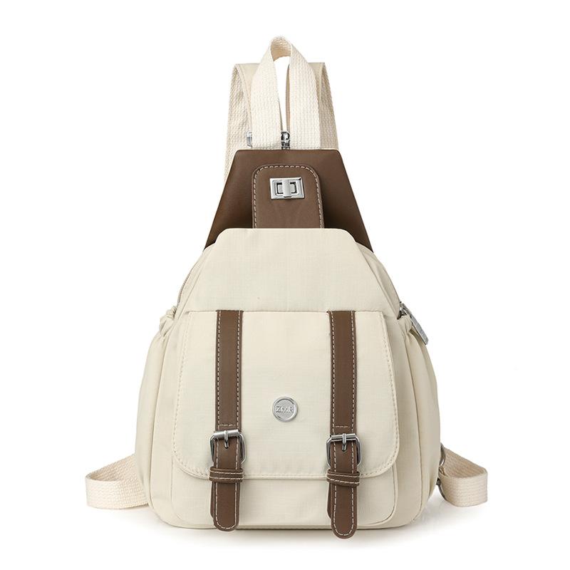 

Двухцелевая нагрудная сумка Многофункциональный рюкзак с цветовым контрастом Женская дорожная наплечная сумка кроссбоди бежевый