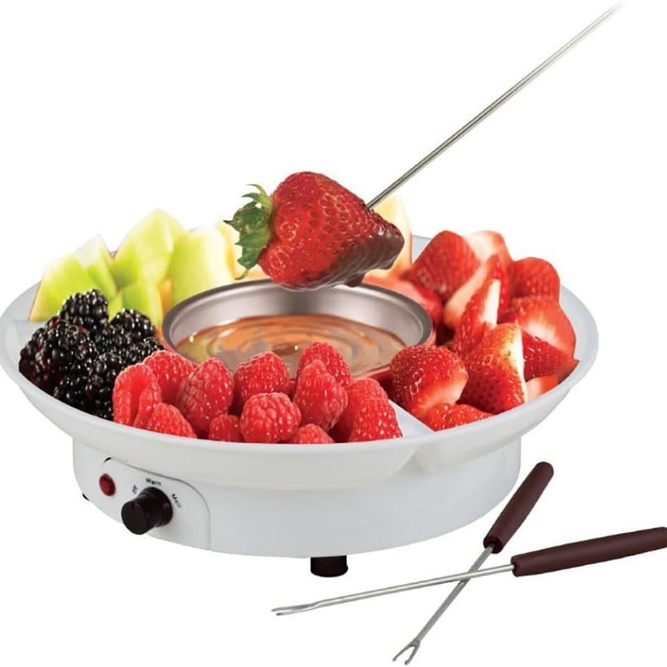 Electric Mini Self-Heating Chocolate Fondue Pot with Logo Option – Ideal for Parties