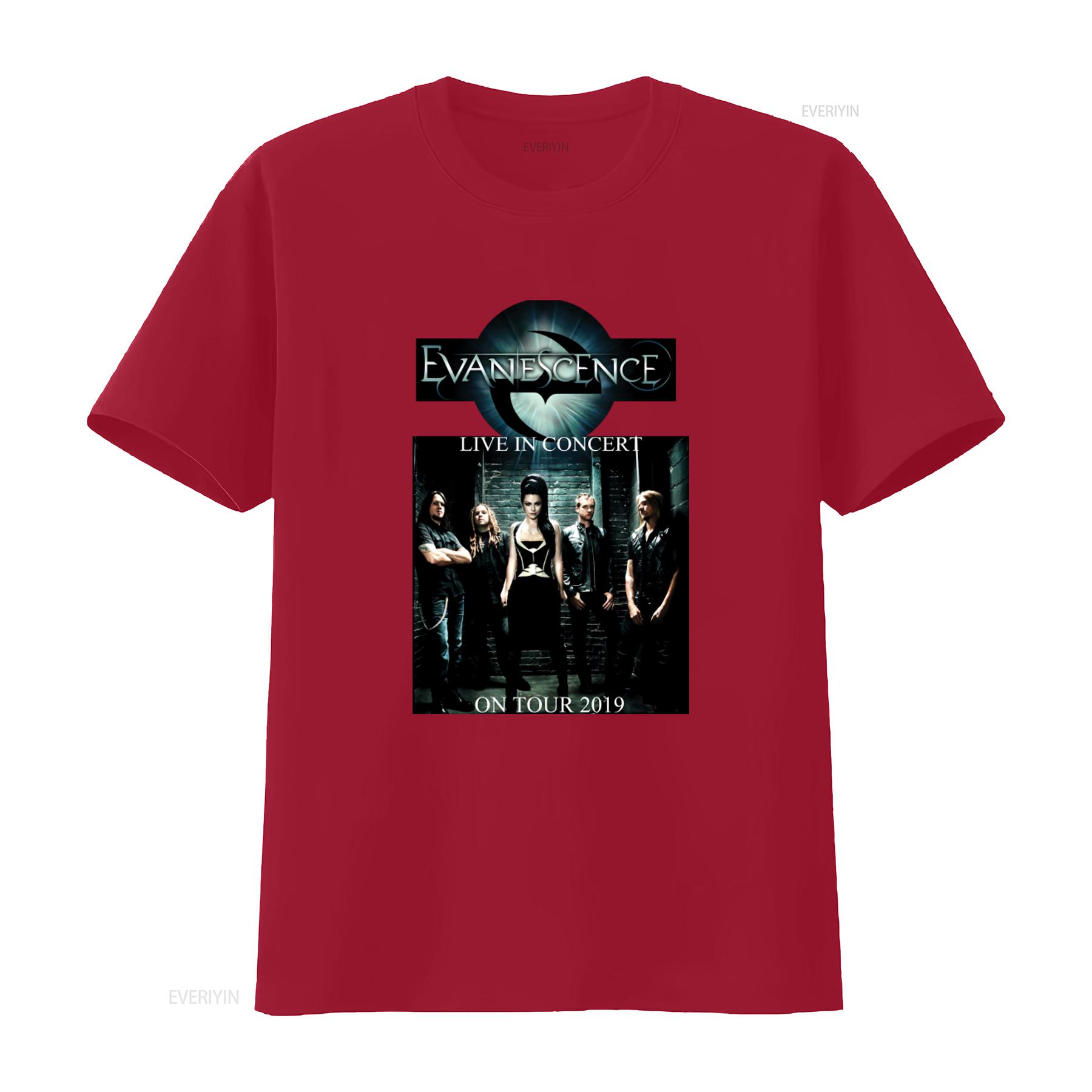 2019 Evanescence Live In Concert Tour Limited T Shirt Rock Band Print vintage Washed Stylish homme graphic Stretched Casual S