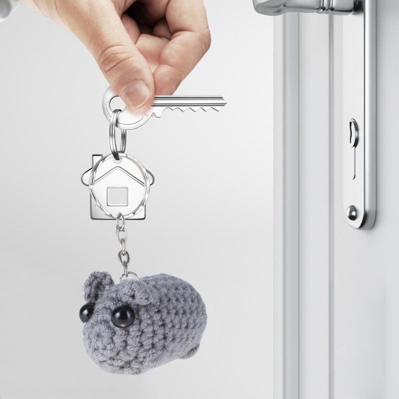Cute Bowknot Sad Hamster Keychain Plush Bowknot Hamster Key Chain Charm Attractive Keyrings Bag Hanging Decoration