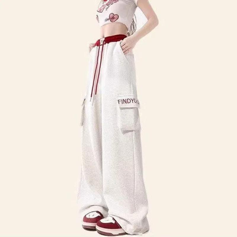 Gray American Sports Pants Women's Spring and Autumn Straight-Legging Casual Pants Wide-Legging Workwear Jazz Dance Pants