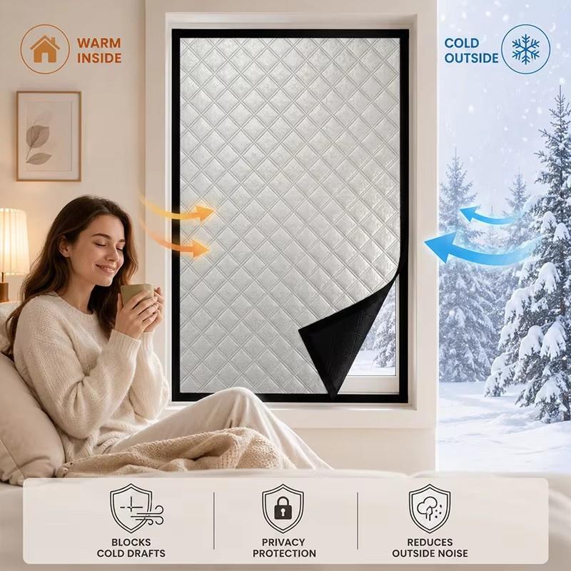 2026 Winter Windproof Thermal Screen Window Soundproof Curtains Windproof and Warm Curtains Thermal Insulated Window Cover