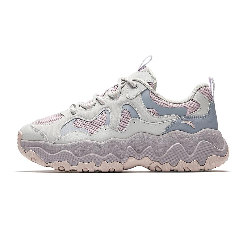 New Anta Slip Resistant And Breathable Low top Chunky Sneakers Women's Gray Pink Purple 922528822-3