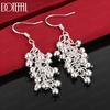925 Sterling Silver Grape Bead Pierced Earrings Fashion Jewelry
