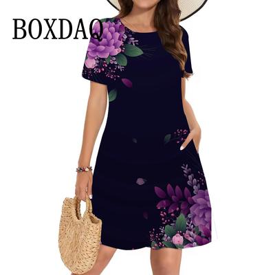 Vestido de línea A con Impresión 3D para Mujer Cuello Redondo sin Mangas Vestidos Moda Femenina Verano Casual Holgado Vestido de Fiesta