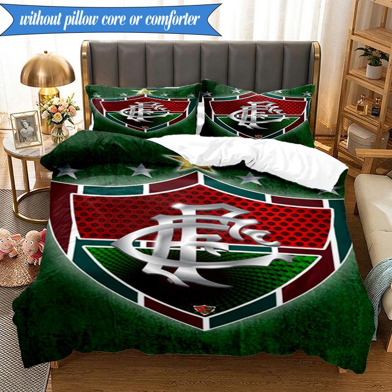 3PCS Soccer Club Emblem Design Printed Soft Bedding Set,Including 1pc Duvet Cover And 2pcs Pillowcases Perfect for Bedroom, Dormitory, Fan Gift