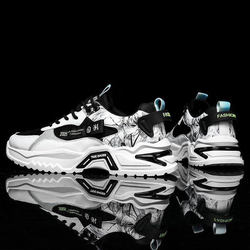 Spring Men's Breathable Mesh Shoes Fashion Height Increasing Sports Running Dad Shoes Male Lace Up Platform Vulcanized Shoes