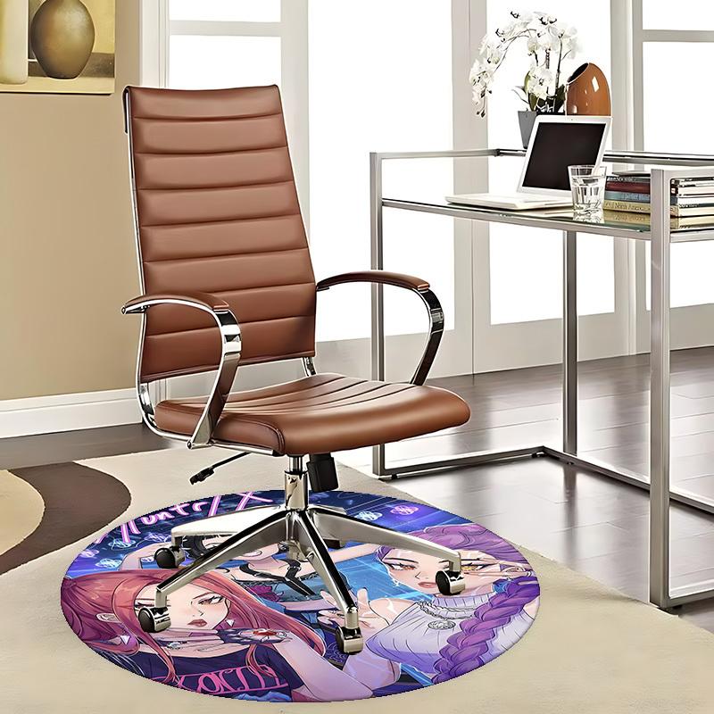 1pc Anime Design Round Carpet - Office Chair Mat, Non-Slip Rug for Home Decor, Living Room