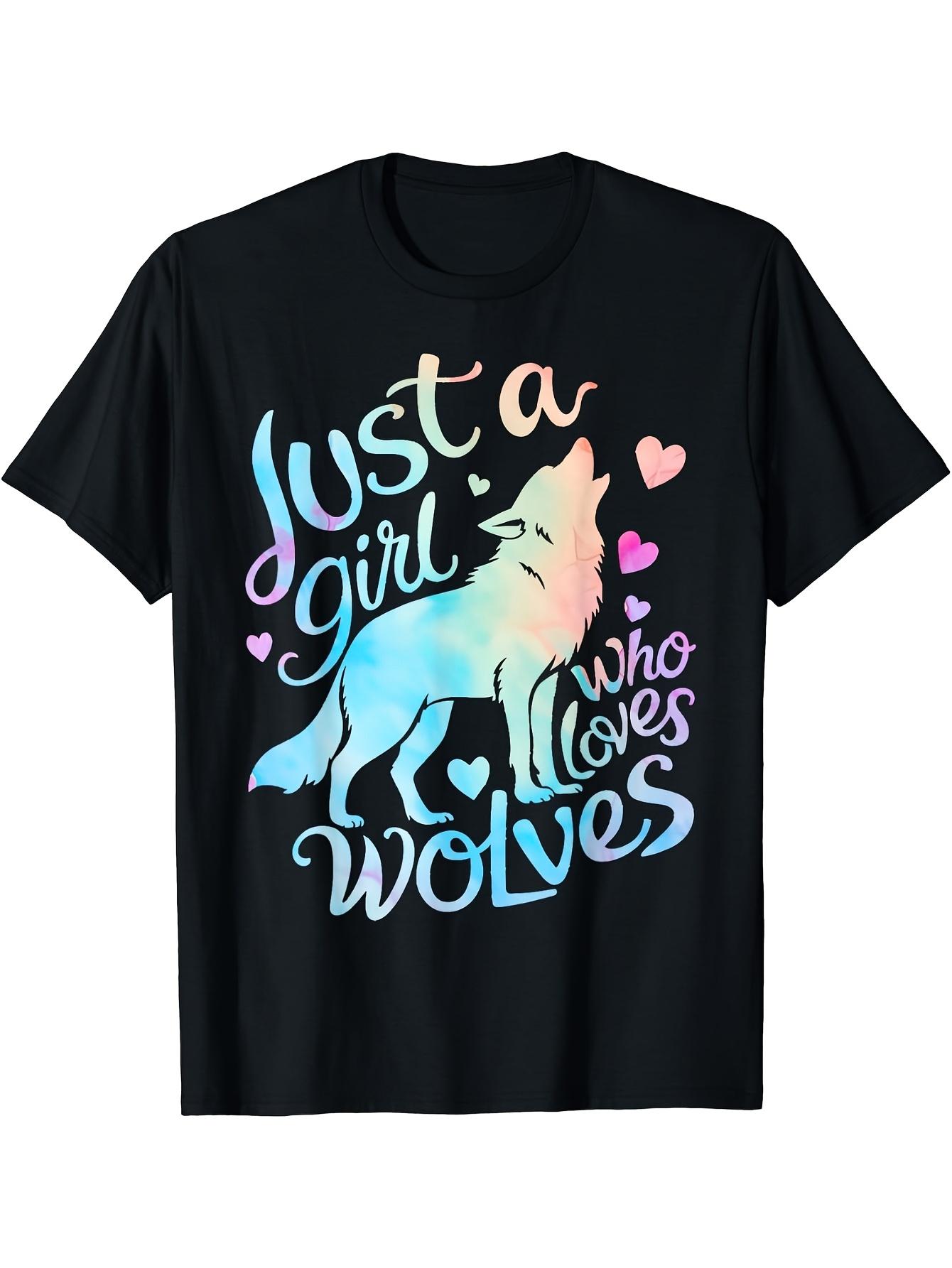 Just a Girl Who Loves Wolves Graphic T-shirt - Soft Cotton L
