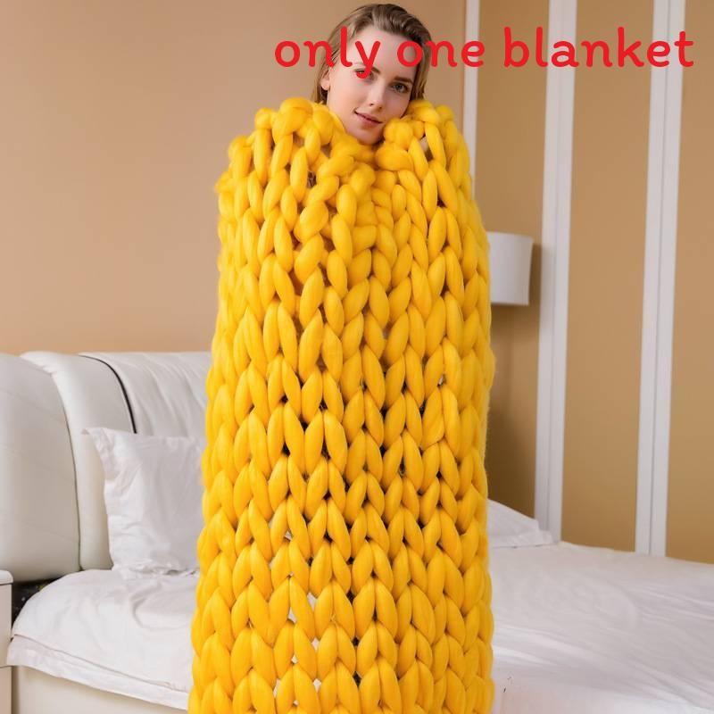 Bearaby Weaving Ultra Coarse Blanket With Solid Color Design For Household Daily