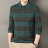Men S Long Sleeve Striped Polo Shirt Pocketed Casual Top For Middle Aged
