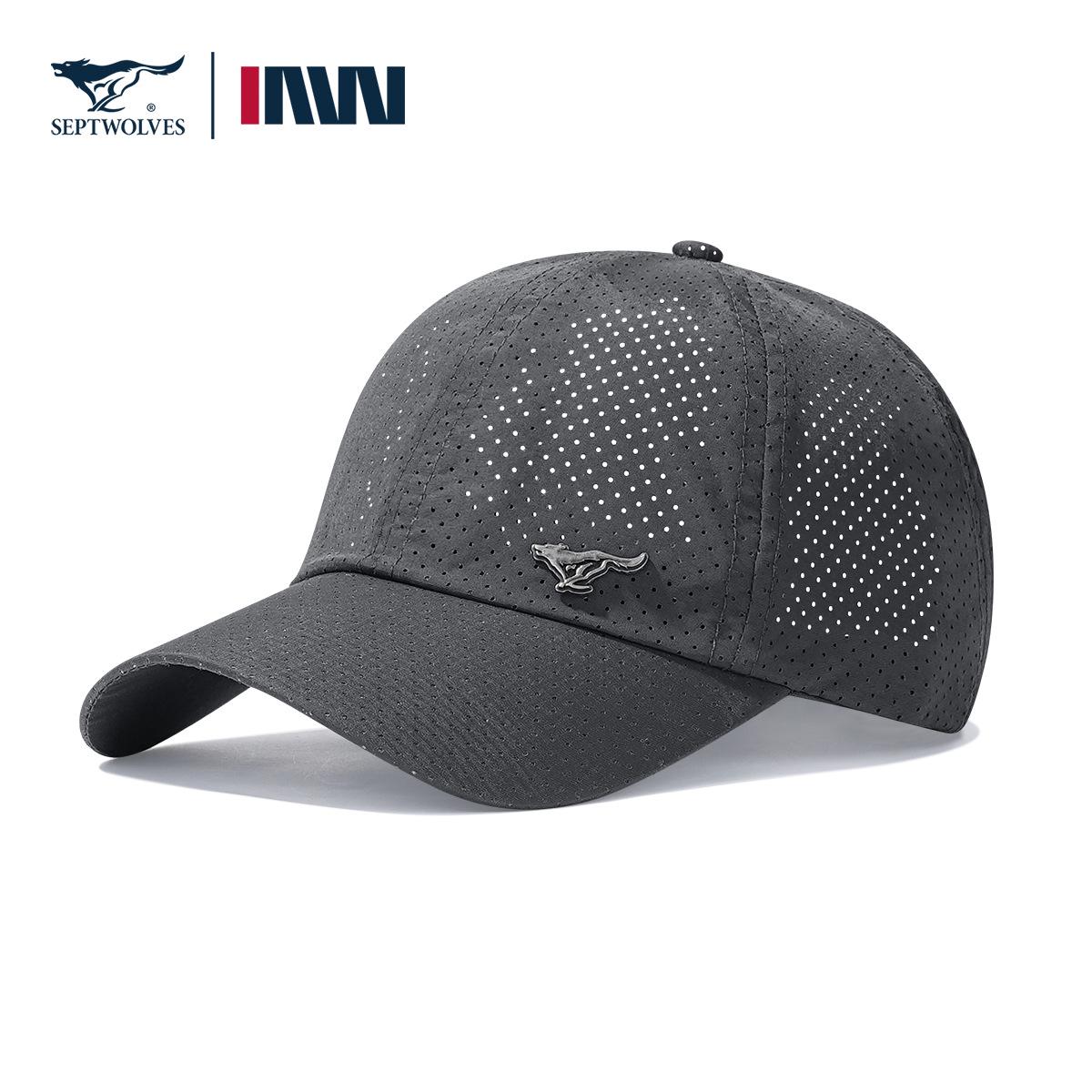 Seven Wolves Unisex Embroidered Duckbill Baseball Cap for Sun Protection темно-серого