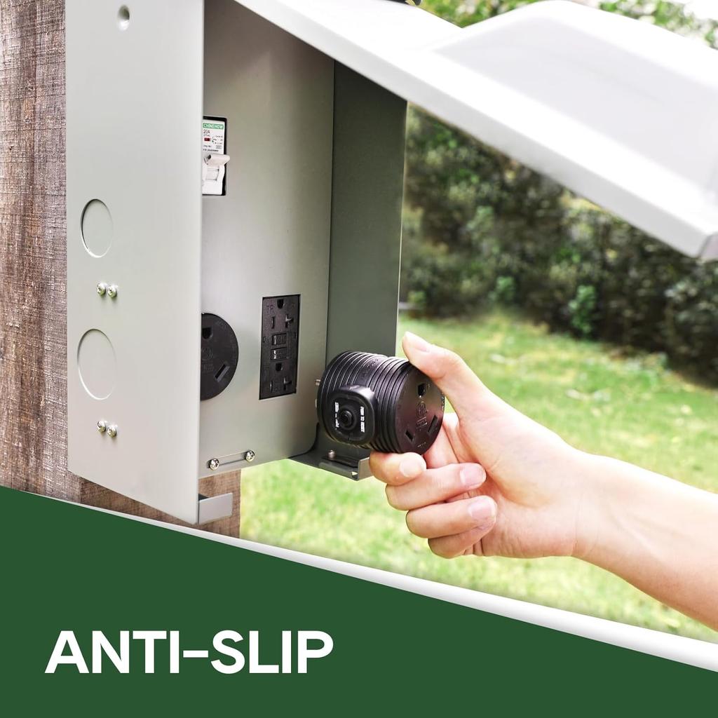 RVGUARD Overload Protector RV Power Adapter Plug Circuit Breaker, 30 Amp To 110 Volt RV Adapter Plug, NEMA 5-15P To NEMA TT-30R Electrical Power