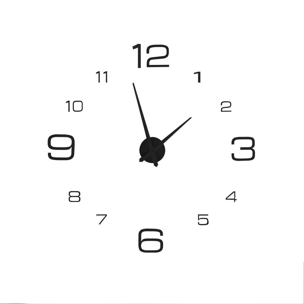 DIY Acrylic 3D Wall Clock Sticker Big Watch Wall Modern Home Office Room Decor Black