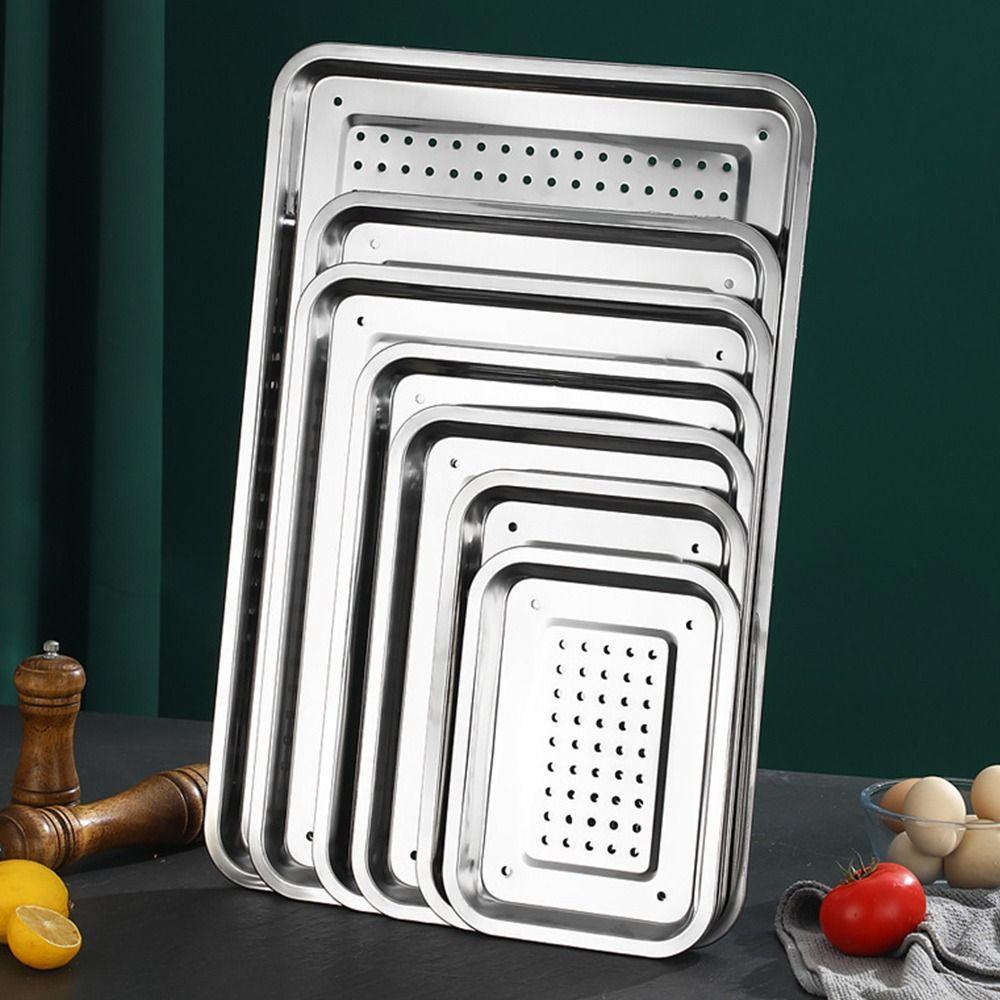 Stainless Steel Tea Tray Rectangle Barbecue Plate New Draining Basin  Teahouse Restaurant