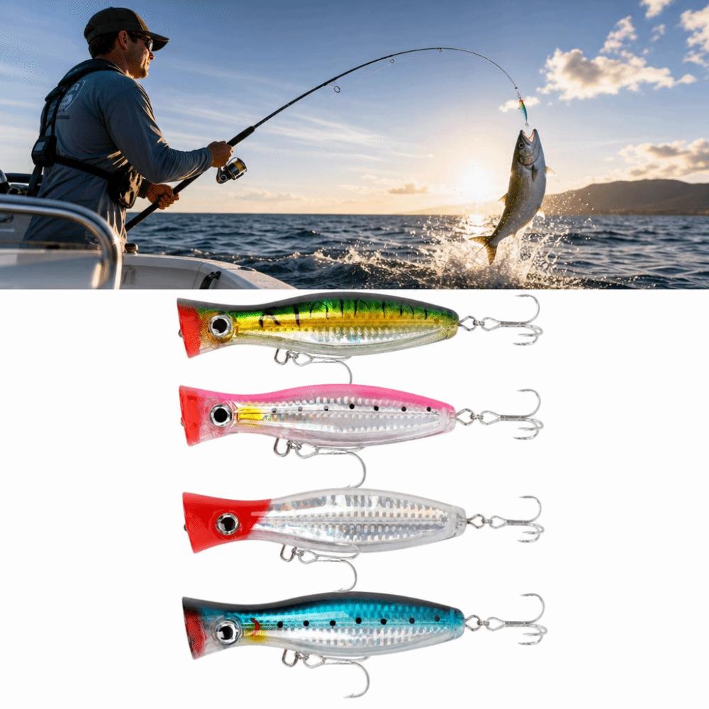 4PCS Large Size Top Water Popper Lure 12cm 43g Large Popper Seal Lure Freshwater Fishing