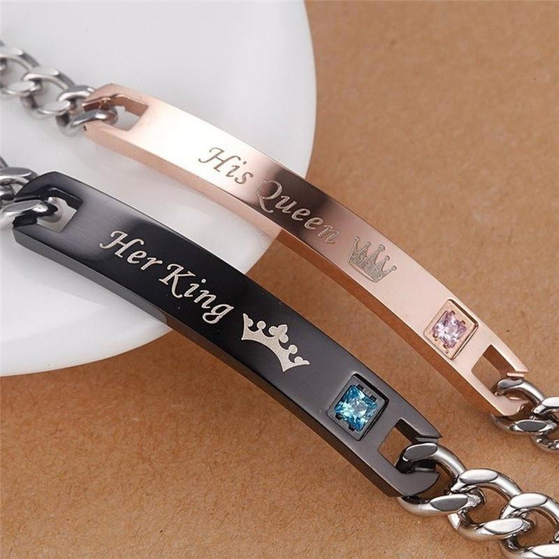 Stainless Steel Couple Bracelets His and Hers Matching Bracelets Unique