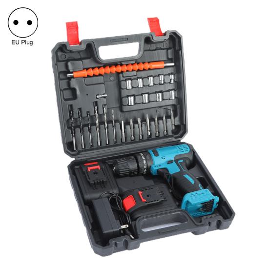 21V Electric Drill Cordless Powerful Multifunction Variable Speed Impact Driver with 27Pcs Accessories