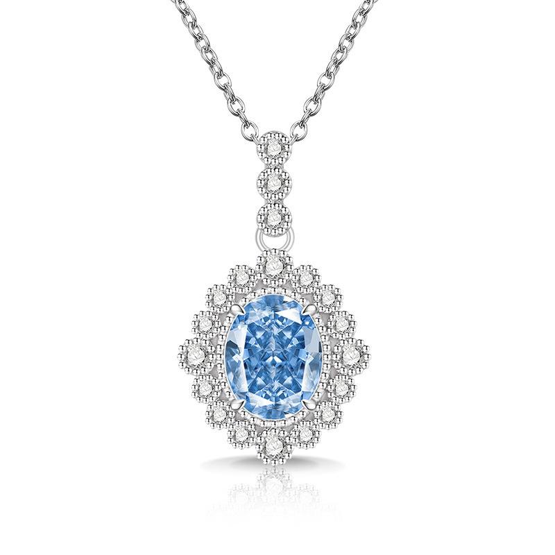 2026 Color Treasure High Carbon Diamond Ice Flower Cut Pigeon Egg Necklace Plated Real Gold Egg Shaped Pendant