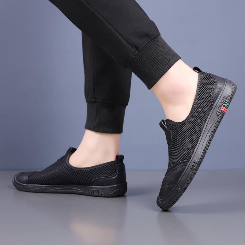 Sommer Mesh atmungsaktive Herrenschuhe bequeme weiche Sohle ein Pedal Herren Freizeitschuhe Strickschuhe Lederschuhe