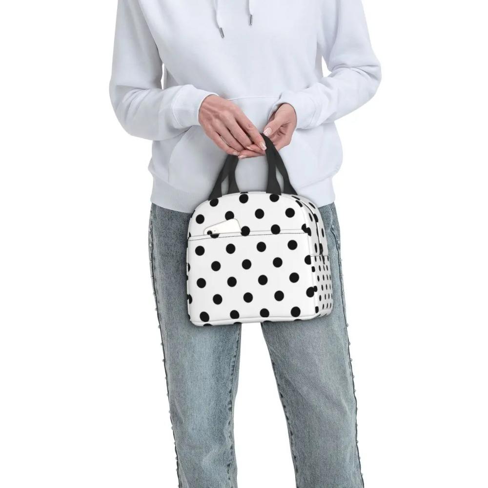 Borsa Termica Pranzo Fantasia Pois Carina per Donne Bambini Scatole per Cibo Portatili Pranzo Termico Borsa Tote