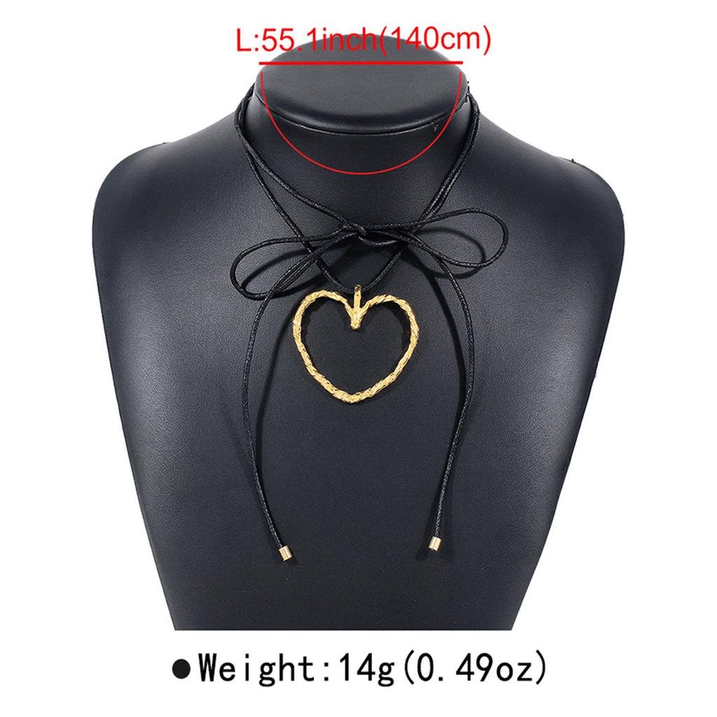 Dames Europees Hol Hart Hanger Sieraden Eenvoudige Minimalistische Strik Touw Creatieve Ketting