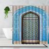Tenda da Doccia Marocchina 3D Cancello Invecchiato Motivo Geometrico Design Porta d'Ingresso Ingresso Stile Orientale Architettonico Tende da Bagno