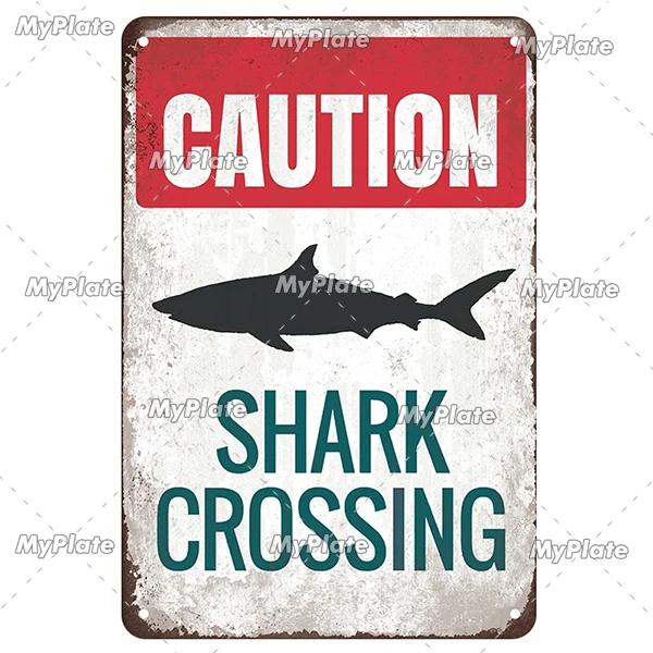 [MaPalte] Vintage Warnung Haie Metallschild Blechschild Dekoration Plakette Heim Wanddeko Barschild Heimdeko Poster Dropshipping