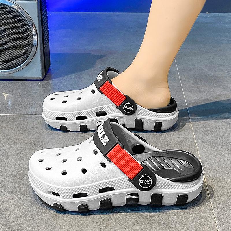 

Летние сандалии детские дырчатые туфли мужские и женские дышащие сандалии на мягкой подошве для улицы, двойного назначения, с закрытым носком, средние 35 [Foot length 225]