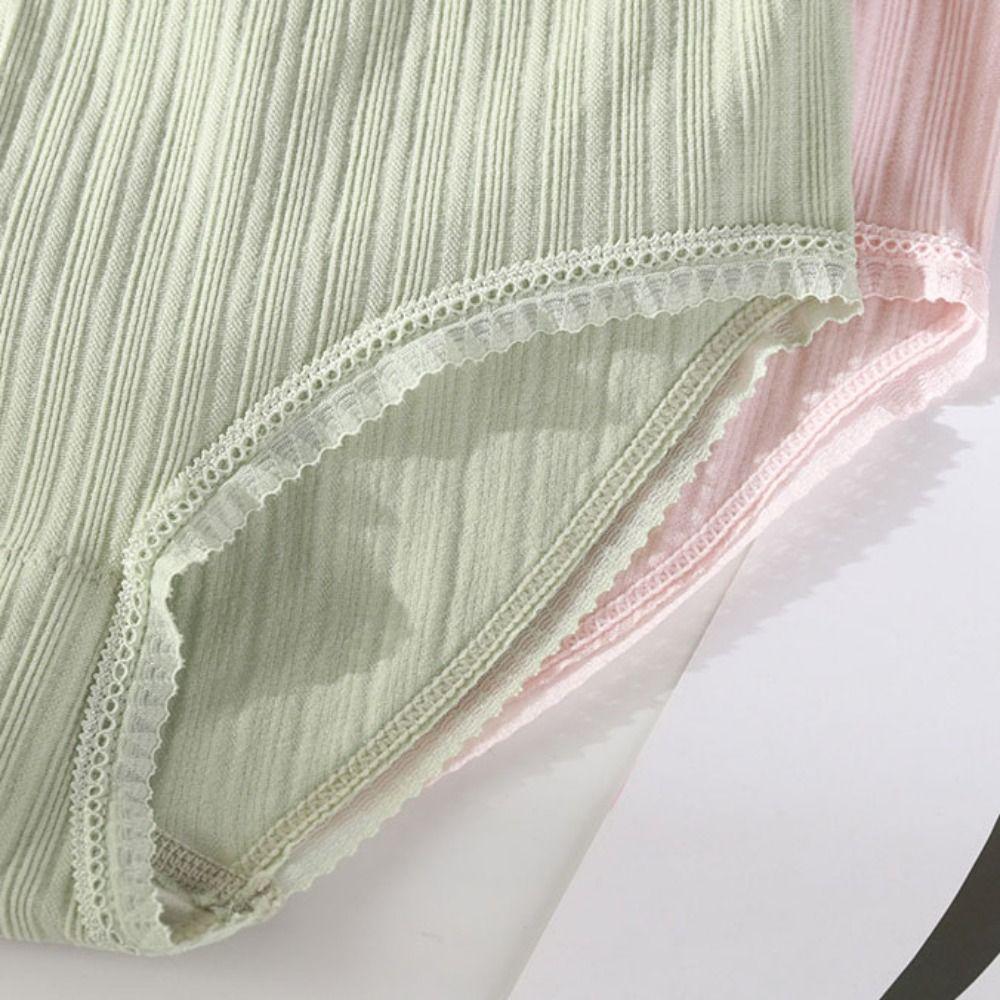 4Pcs Mid Waist Seamless Briefs Cotton Crotch Underwear for Women Fashion Lace Bowknot Panties  Lady